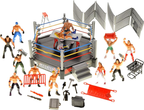 PowerTRC 32 Pcs Wrestling Toys for Kids, Wrestler Play Set with 2 Wrestle Rings Style, 12 Super Wrestlers, Many Realistic Accessories, Toy Figures...