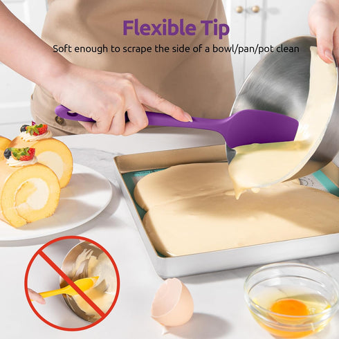 U-Taste Silicone Spoon Spatula Set, 600ºF High Heat Resistant Food Grade Flexible Rubber Scraper, Integrated Cooking Mixing Baking Kitchen Utensil...