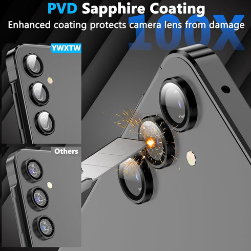 YWXTW for Samsung Galaxy A55 5G Camera Lens Protector, Individual Tempered Glass Camera Screen Protector Metal Ring Lens Cover for Galaxy A55 Acce...