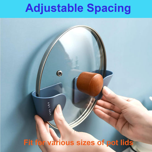 Pot Lid Organizer for Cabinet, 6 Pairs Wall Mount Adjustable Pot Lid Holders Inside Cabinet, Pan Lids Organizers Inside Cabinet Door, Pots Top Sto...