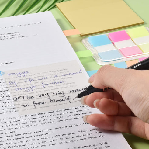 BAYTORY Transparent Sticky Notes, 3 x 3 inch Clear Waterproof See Through Memo Pad, Self-Adhesive Translucent Writable Index Tabs for Annotating B...