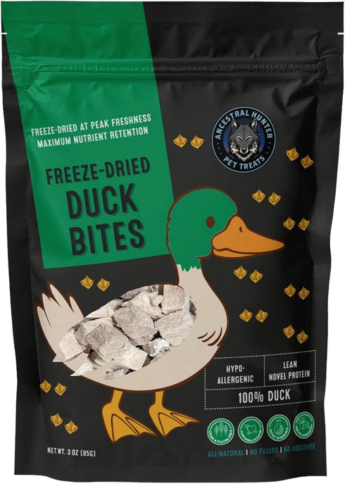Freeze Dried Duck Bites for Dogs and Cats - 100% Duck - Single Ingredient Duck Treats - Duck Treats for Cats & Dogs- High Value Dog Training Treat...