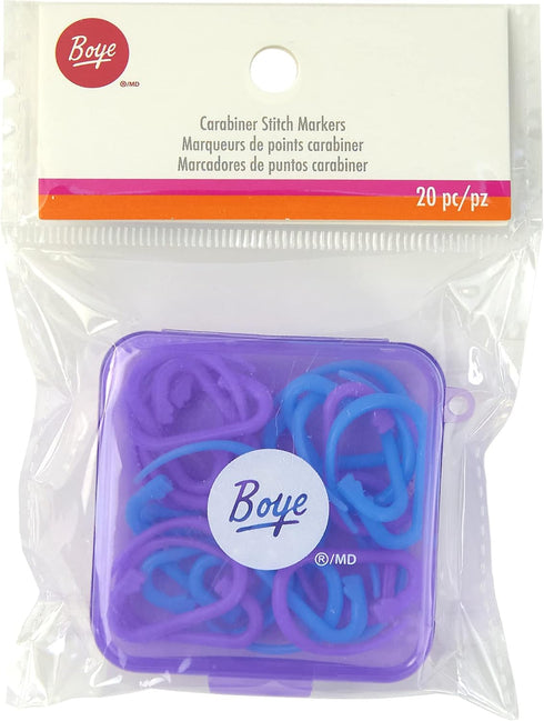 Boye Plastic Carabiner Stitch Markers for Knitting and Crochet, Multcolor 20 Piece...