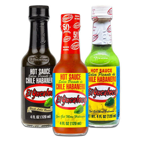 EL Yucateco Hot Sauce 3 Pack - Bundle with 3 El Yucateco Hot Sauce Bottles Green Habanero, Red Habanero, and Black Label Reserve | Pack of 3 Haban...