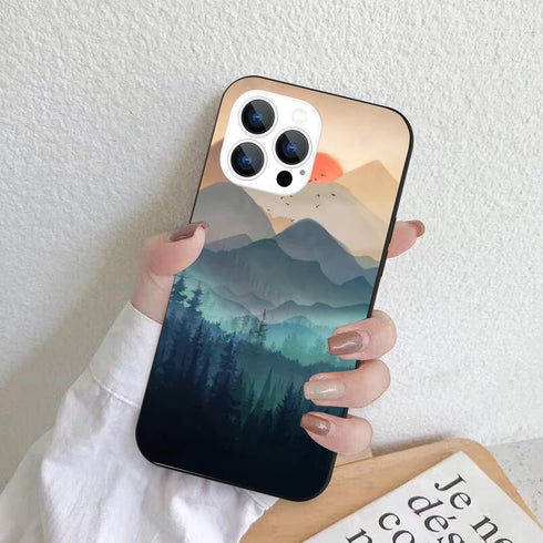 Compatible with iPhone 12 Case iPhone 12 Pro Case, Mountain Landscape Sunrise Aesthetic Mountain Sunset iPhone Case for Girls Women Cute Shockproo...