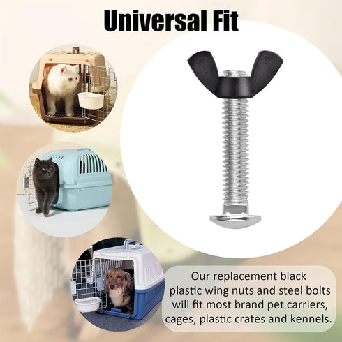 M6 Pet Carrier Fasteners Kennel Replacement Bolts for Plastic Cat Crate and Dog Crate Dog Kennel Accessories Cat Cage Carrier Parts(12 Set)...