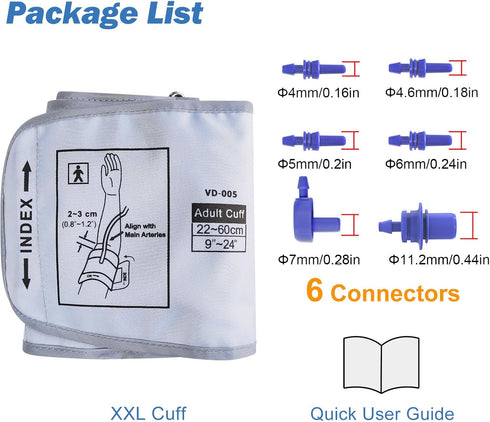 XXL Blood Pressure Cuff Compatible with Omron 9”-24” (22-60CM), Extra Large BP Replacement Cuff for Big Arms - Includes 6 Connectors...