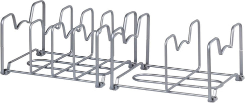 Simple Houseware 2PK Kitchen Cabinet Pan and Pot Lid Organizer Rack, Total 6 Compartments, Silver...