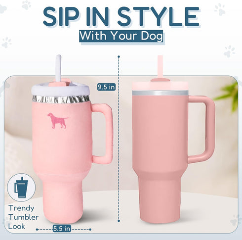 Pup Cup Tumbler Plush Dog Toy Cute, Funny, Squeaky Parody Gift (Lavender Purple)...