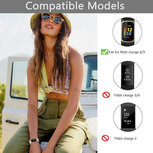 2 Pack Metal Band Compatible with Fitbit Charge 6/Charge 5 Bands for Women Men, Metal Mesh Milanese Loop Adjustable Strap Replacement for Fitbit C...