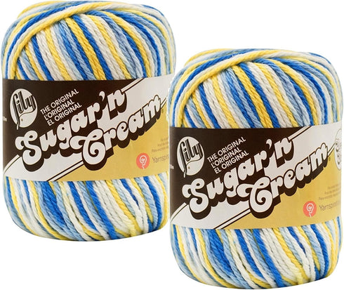 Bulk Buy: Lily Sugar 'n Cream 100% Cotton Yarn (2-Packs) ~ Ombres, Scents, Stripes, Twists ~ 3 oz. Super Size Skeins (Sunkissed SS #19218)2......