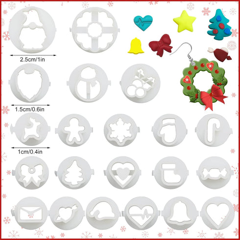 Tessco Set of 22 Small Polymer Clay Cutters for Earrings Valentine Mini Polymer Clay Molds Elf Pumpkin Heart Shaped Clay Earring Cutters for Jewel...