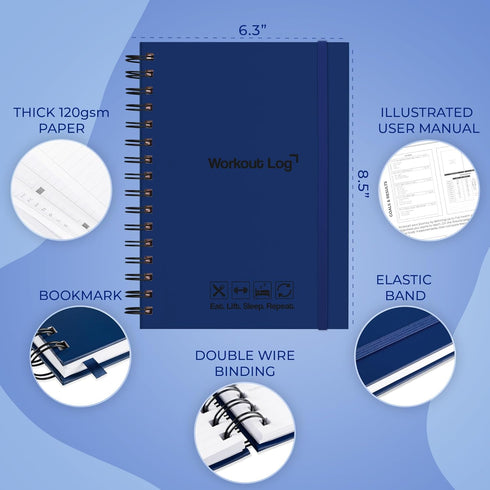 Skyline Fitness Journal – Workout Log Book For Home Exercise & Gym – Weightlifting Tracker - Training Accessories & Work Out Gifts (Dark Blue)...