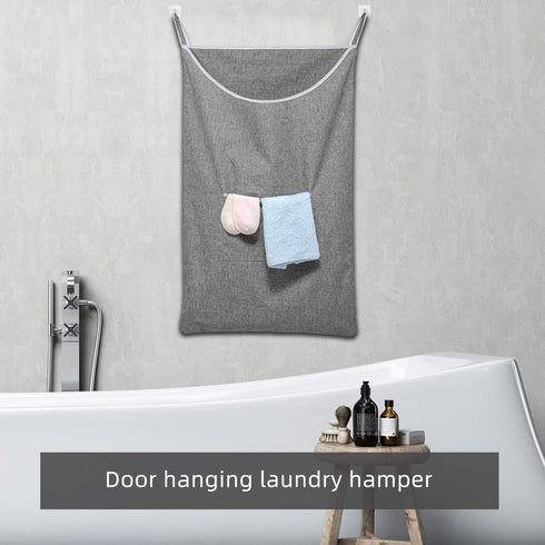 X-Large Hanging Laundry Hamper Bag, Door Hanging Hamper with Front Pocket Dirty Clothes Hanging Laundry Bag Large Size 35X22 inch Door Laundry Bas...