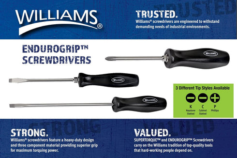 Williams JHWSDP-4-6 Phillips Endurogrip 2-Point Screwdriver, 6-Inch Blade...