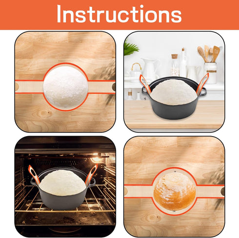 2Pcs Sourdough Silicone Bread Sling for Dutch Oven Non-Stick & Easy to Clean Bread Baking Mat Set with Extra Long Handles Bread Baking Sheet Liner...