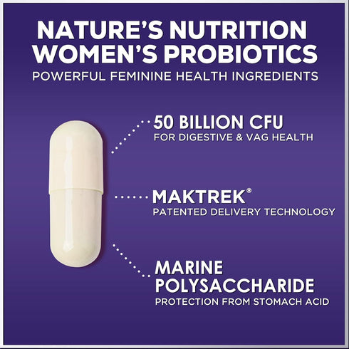 Probiotics for Women's Digestive Health, 50 Billion CFU for Vaginal pH, Gut Health & Immune Support, Daily Probiotic Supplement for Feminine Healt...