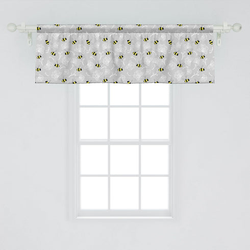 Ambesonne Entomology Window Valance, Print of Bumblebee Buzzing Around Orchids, Curtain Valance for Kitchen Bedroom Decor with Rod Pocket, 54" X 1...