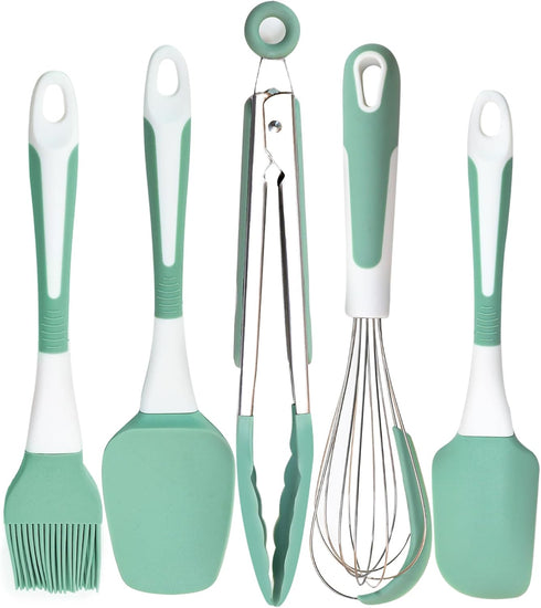 Silicone Kitchen Cooking Utensils Set Heat Resistant, 5 Pcs Silicone Spatula Set for Baking Cooking Mixing, Silicone Cooking Utensils Set for Nons...