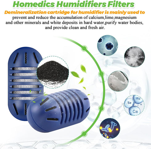Techecook 10Pack Demineralization Cartridge Fit for HoMedics Ultrasonic Humidifier Demineralization Cartridge Filter UHE-HDC4- Eliminate White Mis...