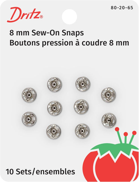 Dritz 80-20-65 Sew-On Snaps, Nickel-Plated Brass, Size 2/0 10-Count...