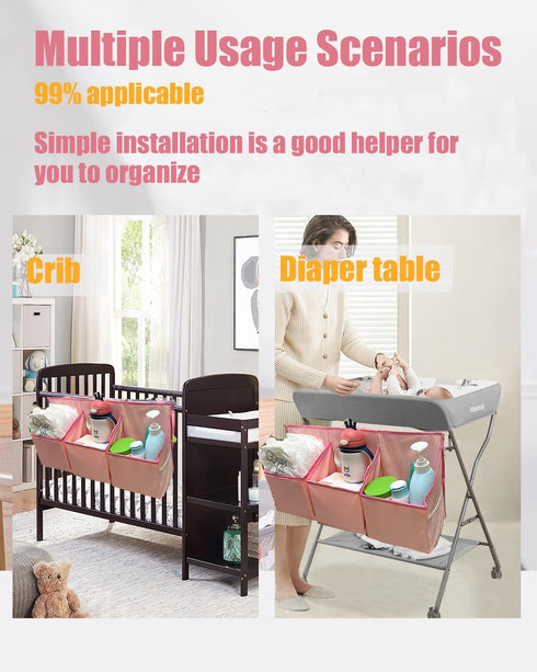 Changing Table Diaper Organizer - Diaper Caddy Organizer Holder Baby Hanging Diaper Stacker Storage For Crib, Changing Table, Cribs Playard Baby E...