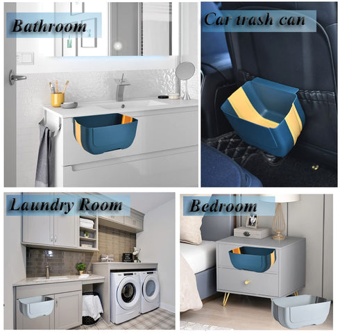 Hanging Folding Mini Trash Can for Kitchen Cabinet Door, Small Collapsible Garbage Bin Under Sink,Wall Mounted Waste Bin- Container Cabinet/Bedroo...
