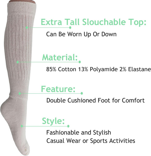 AWS/American Made Slouchy Scrunch Cotton Slouch Socks for Women Shoe Size 5 to 10...