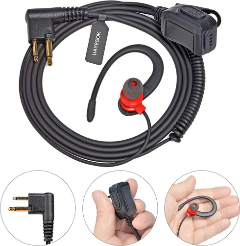 UAYESOK 2 Pin Headset for Motorola CP200 CP200D CLS1110 DTR550 RDU2020 RDU4100 RDU4160D HYT hytera TC-610 Walkie Talkie Ear hook Surveillance Kit ...
