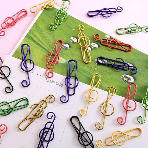 Music Paper Clips 6 Colors, 100 Pcs Cute Paper Clips Funny Creative Music Coloured Plastic Alloy Office Stationery for Documents Book Memo Paper...