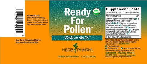 Herb Pharm Herbs on The Go Portable Spray: Certified Organic Ready for Pollen, 1 Ounce...