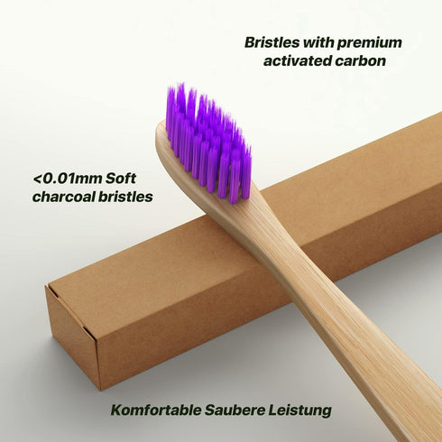 10 Color Soft Bristles Natural Bamboo Toothbrushes Set, Premium BPA Free for Best Clean, Eco-Friendly, Plastic-Free, Vegan, Biodegradable & Compos...