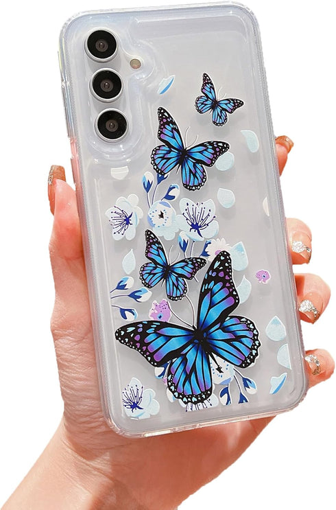 SUYACS WEDO for Samsung Galaxy A15 6.5" Phone Case Cute Butterfly Case Aesthetic Animal Pattern Clear Cover for Women Soft Silicone Shockproof Pro...