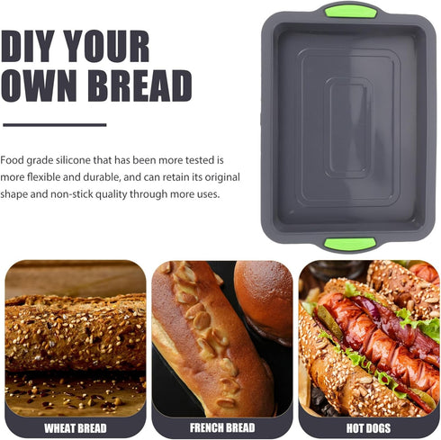 Hemoton Silicone Baking Sheet Tray Pan Nonstick Bakeware Cookie Sheet pan Rectangular Cake Pan Broiler Pan with Silicone Handle for Oven...