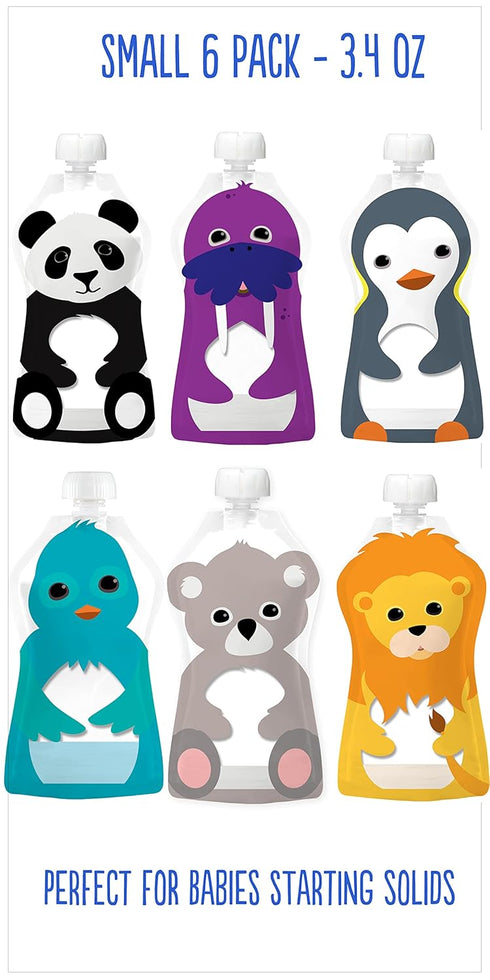 Squooshi Reusable Baby Food Pouches for Toddlers | BPA Free Plastic, Food Safe, Freezer Safe | Refillable for Applesauce Yogurt & Puree Squeeze Po...