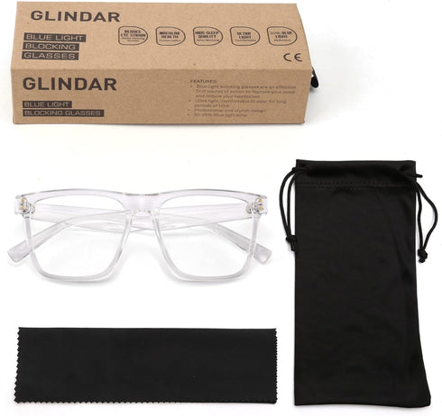 GLINDAR Blue Light Blocking Glasses for Women Men Oversized Square Computer Glasses Reduce Eye Strain Clear...
