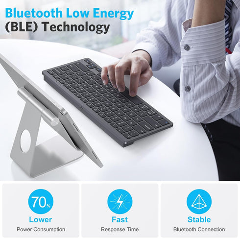 Emetok Universal Bluetooth Keyboard for iPad, Upgraded BLE Technology Keyboard with Unwavering Connection, 18-Month Battery Life, Automatic Identi...