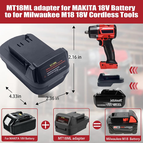 for Makita to Milwaukee? Battery Adapter compatible with Makita 18V lithium battery BL1815 BL1820 to replace for Milwaukee 18V Lithium Battery 48-...