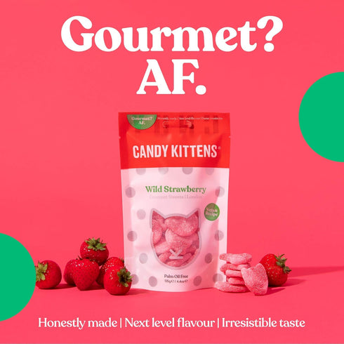 Candy Kittens Wild Strawberry Plant-Based Candy - Palm Oil Free, No Artificial Colors or Sweeteners, Natural Fruit Flavour Candy - Gummy Chewy Gou...