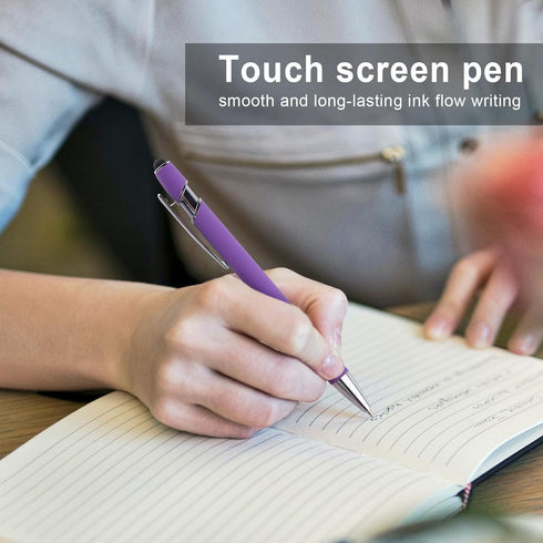 8 PCS (2-in-1) Ballpoint Pens with Stylus Tip, 4 Pen Clips, Black Ink Stylus Retractable Ballpoint Pen for Students Office School Supplies...