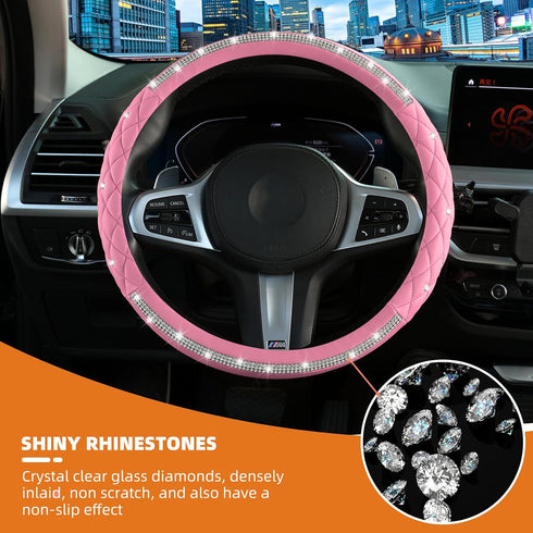 Diamond Steering Wheel Cover? 14.5-15 Inch Car Steering Wheel Cover with Bling Crystal Rhinestone,Delicate and Anti-Slip Sparkly Sedan Steering Wh...