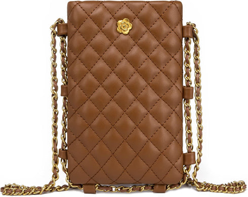 Montana West Small Quilted Cell Phone Purse for Women Soft Chain Crossbody Cellphone Wallet Bag...