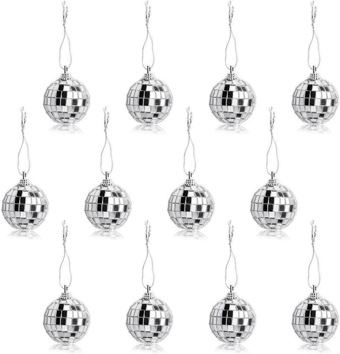12 Pcs Silver Disco Mirror Ball for Party Decoration, Christmas Tree Wedding Birthday Party Ornaments(4CM)...