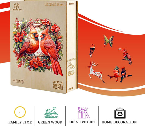 Wooden Puzzles for Adults, Cardinal Wooden Jigsaw Puzzles for Adults, Wood Puzzles Adult, Unique Animal Shape Wood Cut Puzzles, Birthday Gifts for...