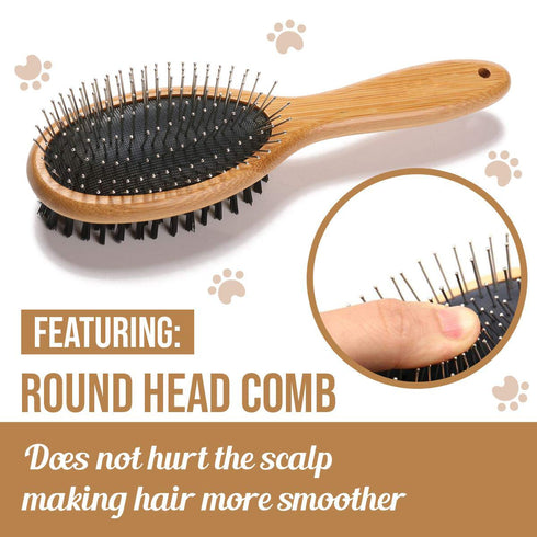 KylePet Dog Brush, Double Sided Pet Slicker Brush with Bamboo Handle for Dogs and Cats Long Hair Pets Grooming Comb for Removing Shedding, Tangles...
