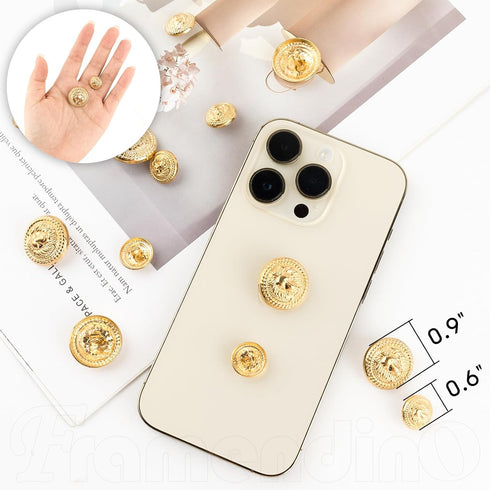 Framendino, 30 Pack Vintage Gold Lion Head Buttons Metal Blazer Button for Clothes Crafts 15mm 23mm...