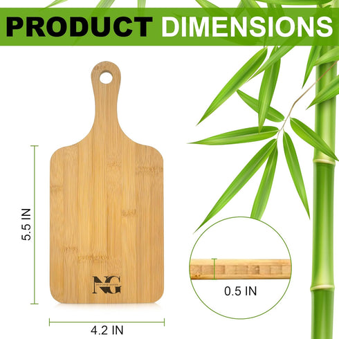 Mini Bamboo Cutting Board with Juice Groove and Handle (8.75inch x 4.25inch); Rounded Bamboo Cutting Board Vegetable Chopping Board Great for Cutt...
