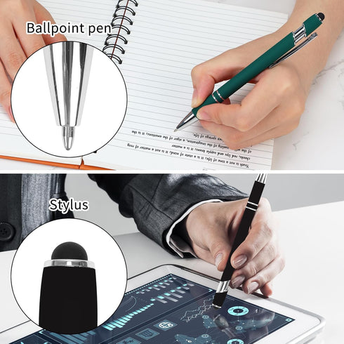 EOOUT 12pcs Ballpoint Pens, 1.0mm Black Ink Soft Touch Click Metal Pen with Stylus Tip for Touch Screens, 2-in-1 Ballpoint Pen with Stylus Tip......