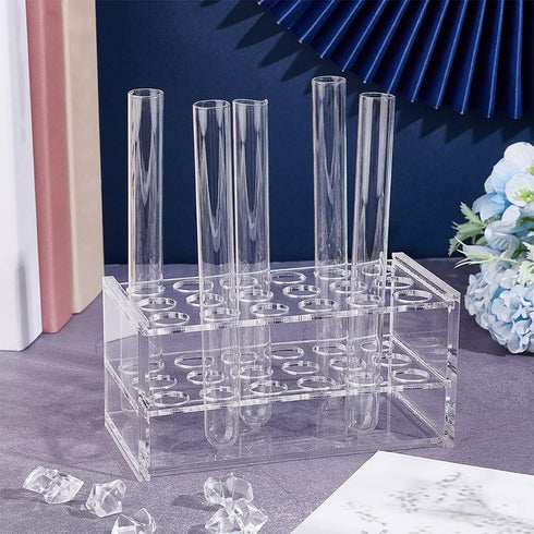 OLYCRAFT 18 Sockets Acrylic Clear Test Tube Rack Transparent Acrylic Test Holder Rack Centrifuge Tube Holder Labortory Display Stands Lab Supplies...