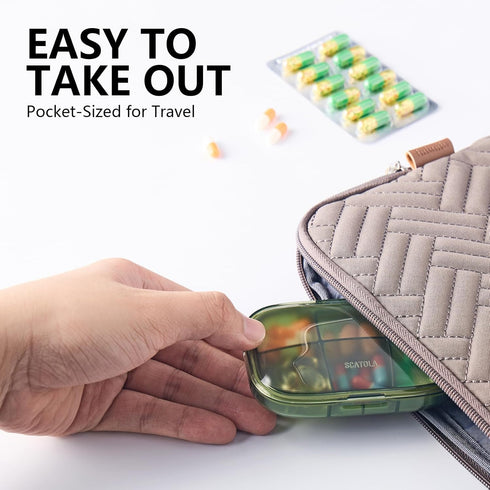 Sukuos 6 Compartments Travel Pill Organizer, Portable Daily Pill Box for Purse Pocket, Easy to Open Small Pill Case for Medicine, Fish Oil, Vitami...